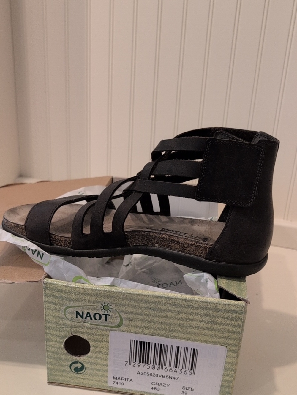 Naot Black Multi-Strap Ankle Sandal